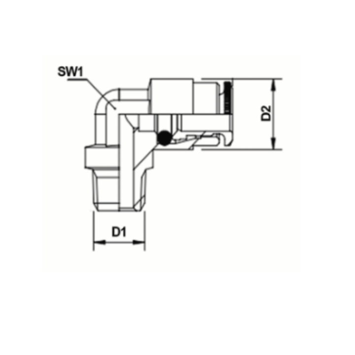 Złącze wtykowe kątowe M10x1, Ø 4mm