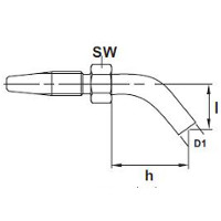 KOŃCÓWKI KĄTOWE 45° - schemat